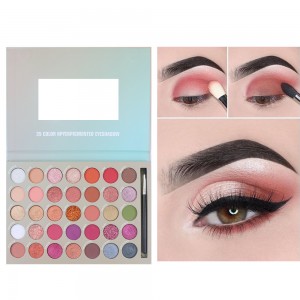 Customized LOGO 35 color matte shimmer easy to color eyeshadow with brush-MSE01155