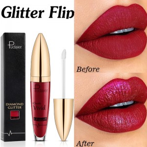 Metallic Lipstick Waterproof Long Lasting Highly Pigmented Glitter Pearl Liquid Lipstick Non-Stick Cup Lip Gloss P1230
