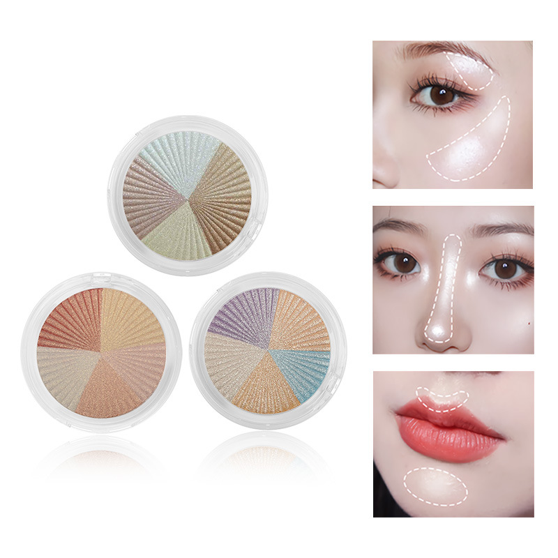 OEM private label five-color ginger high-gloss eyeshadow contouring disc flash diamond brightening powder foundation-WSGGWLOGO