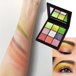 Private label makeup cosmetics no brand wholesale makeup 9 color green eyeshadow palette