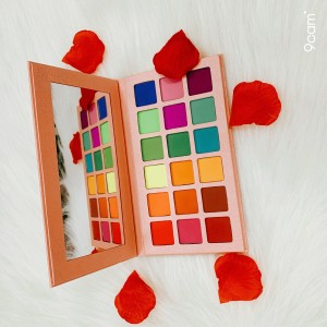 Private label cosmetics pink palette candy 18 colors neon pigment eyeshadow no logo shimmer eyeshadow palette