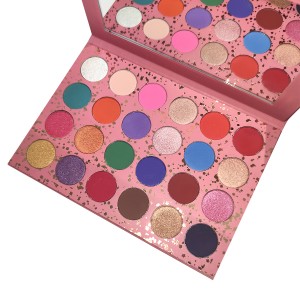 custom logo pink palette eyeshadow glitter pigment high quality makeup cosmetic eyeshadow palette