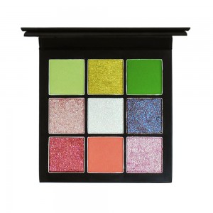 Private label makeup cosmetics no brand wholesale makeup 9 color green eyeshadow palette