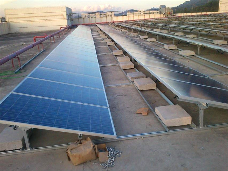 Flat roof ballasted solar mount structures