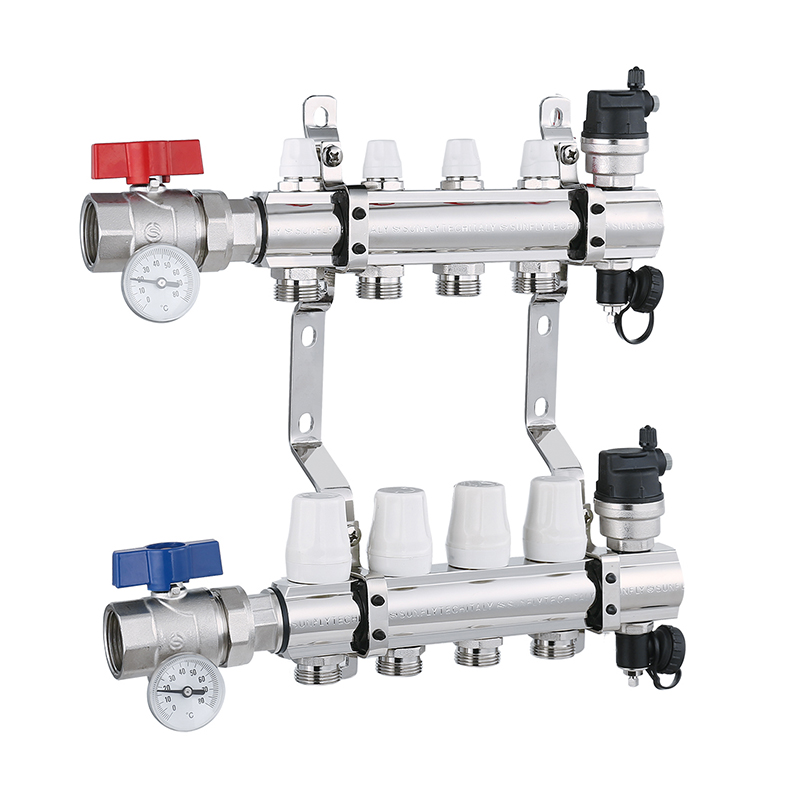 Good Quality Manifold - Brass floor heating manifold with drain valve and ball valve – Xinfan