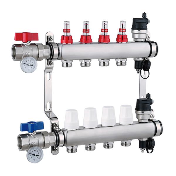 OEM Manufacturer Radiant Floor Manifold - Stainless steel Manifold with flow meter ball valve and drain valve – Xinfan