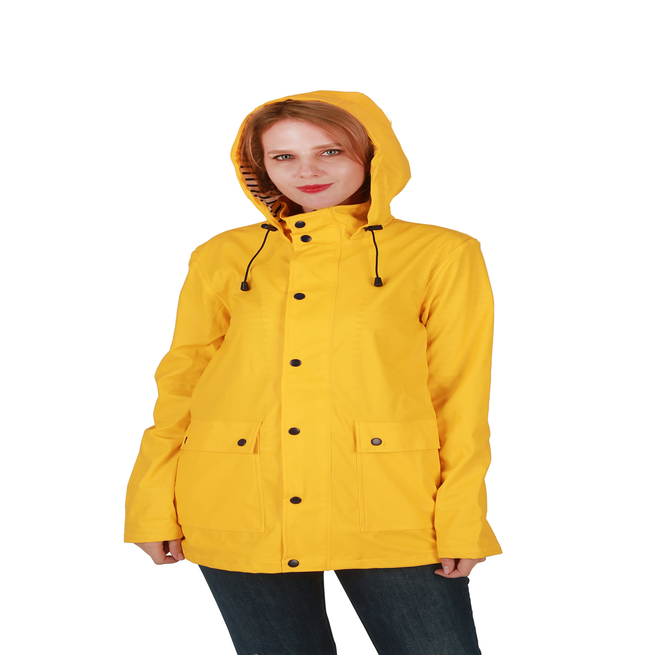 PU raincoat Recycled fabric waterproof rain jacket 