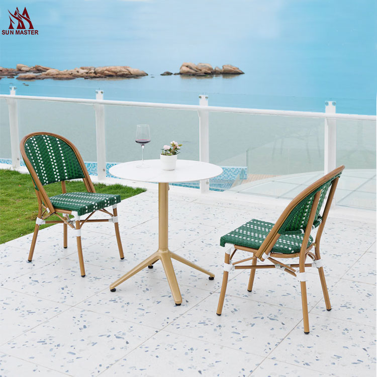 Factory Outdoor Customized Furniture 4 Pieces Chairs And Table Classic French Bistro Restaurant Patio Rattan Backyard Chair Featured Image