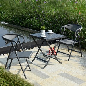 Hot Selling Folding Outdoor Furniture Metal Patio Bistro Aluminum Chair Technical Fabric Garden Dining Chairs For Events Folding Chair Cafe Set