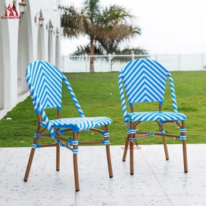 Factory Wholesale Outdoor Walmart Furniture Patio Furniture White And Blue Rattan Wicker Chair Plastic French Bistro Chairs for Sale