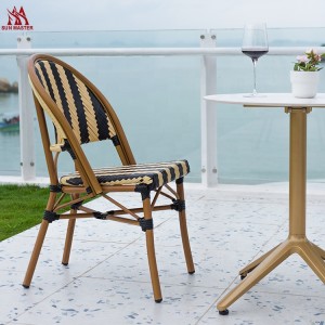 Outdoor Fabric Furniture Factory Supply High Quality Commerical Plastic Rattan Chair Bamboo Look Armless Chairs Outdoor Garden Dining Table And Chair
