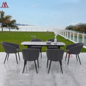 2021 Foshan lowes Patio Furniture indoor Dining Set Outdoor Luxury 4-6 Pieces Rock Plate Dining Table And Armchairs For Events Combination