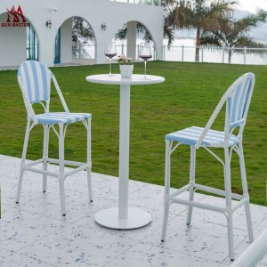 Modern Simple Outdoor High Bar Beach Rattan Wicker Chair Patio Garden Bar Stools And Restaurant Dining Chair And Table Sectional