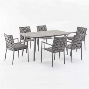 Factory Manufacturer Modern Design Stackable Rattan Wicker Aluminum Frame Chair With Dark Gray Cushion For Garden Patio Dining Room