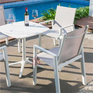 Light weight Durable Stable Outdoor Patio Furniture Aluminum Frame Powder Coating Elastic Fabric Chairs Garden Conversation Set