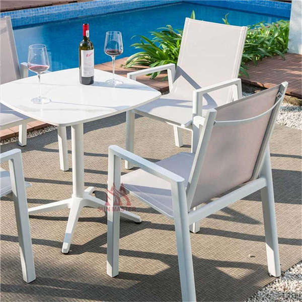 Hot sale  Big Lots Outdoor Chairs  - Light weight Durable Stable Outdoor Patio Furniture Aluminum Frame Powder Coating Elastic Fabric Chairs Garden Conversation Set – Sun Master detail pictures