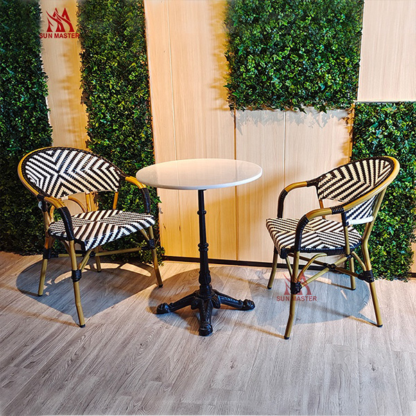 Special Design for  Luxury Outdoor Furniture  - Wholesale Commercial Garden Aluminum Frame Dining Plastic Rattan Wicker Stackable Chair Bistro Hotel Patio Cafe Armrest Cane Chairs And Table –...