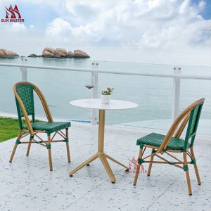Outdoor Fabric Rattan Furniture Factory Supply High Quality Commerical Plastic Rattan Chair Bamboo Look Armless Chairs Outdoor Garden Wicker Dining Table And Chair