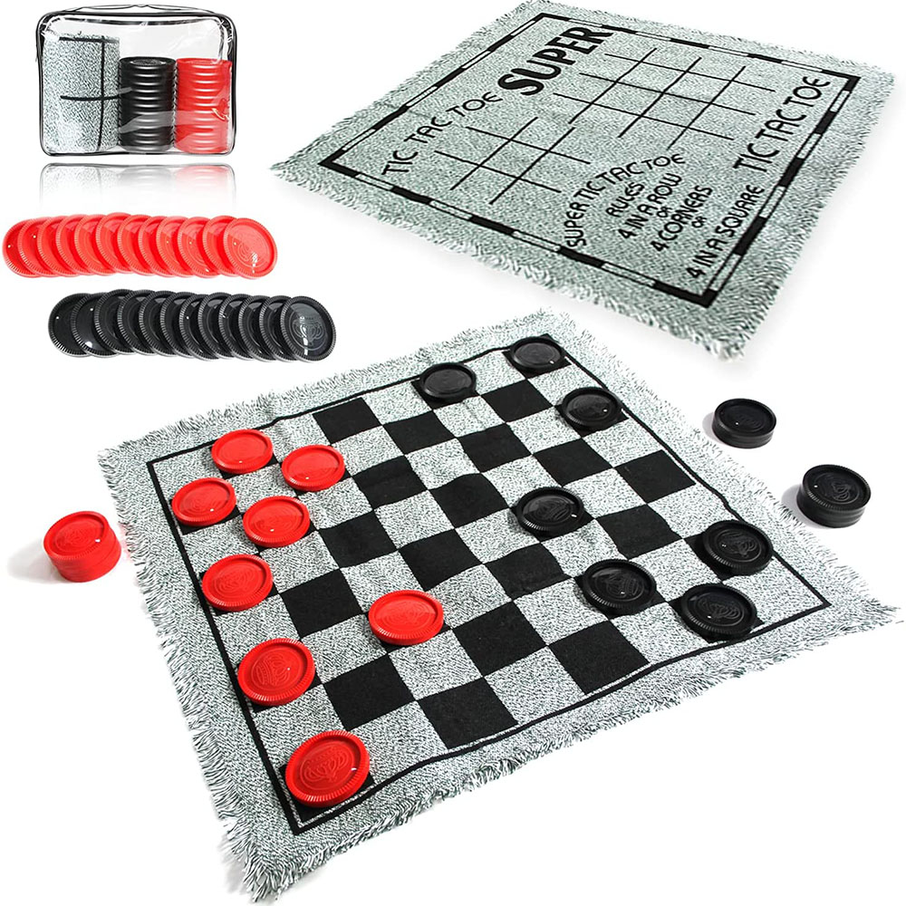 SSB001 Giant Checkers Set – 3 in 1 Tic Tac Toe Game Board 