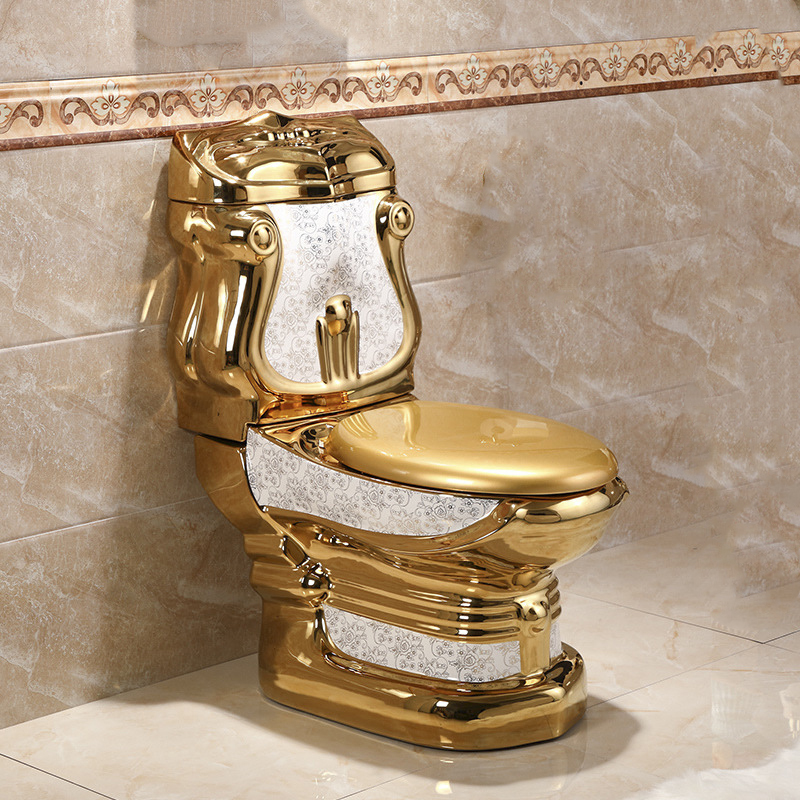 Middle East hot-selling golden electroplated ceramic ultra-trend water-saving and odor-resistant luxury toilet color toilet