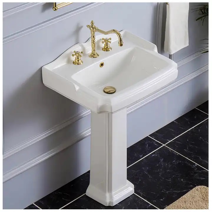 Hotel ceramic basin pedestal wash basin set white sink luxury laundry free standing porcelain dining room antique wash basin