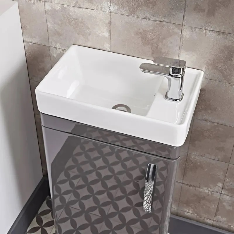 Factory Supply Small Size Rectangular Luxury Ceramic Bathroom Table Top Vanity Vessel Sink