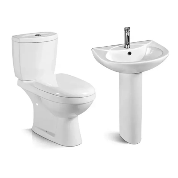 Modern wc set bowl two piece toilet with wash basins sink