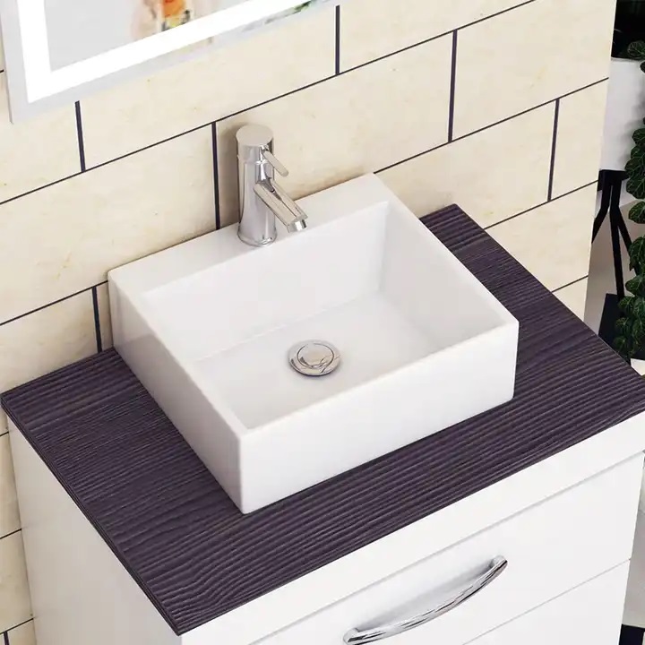 New design ceramic table top wash basin square bathroom sink counter top basin