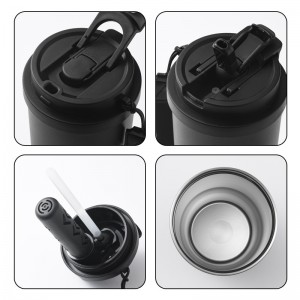 Custom 25oz 304 Stainless Steel Car Tumbler with Removable Tea Infuser Dual Drinking Lid and Straw