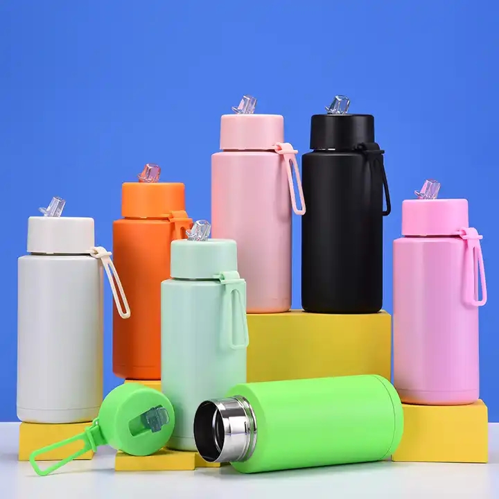 Wholesale eco-friendly drink bottles 32oz double Wall Insulated Vacuum Stainless Steel water bottle with straw
