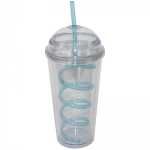 16oz Double wall  plastic tumber with straw