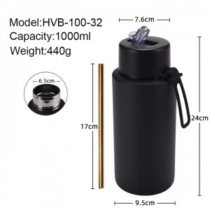 Wholesale eco-friendly drink bottles 32oz double Wall Insulated Vacuum Stainless Steel water bottle with straw
