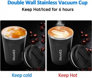 Double Wall Leak-Proof Thermos for Keep Hot/Ice 17oz Stainless Steel Travel Mug 510ml Insulated Coffee Spill Vacuum Tumbler