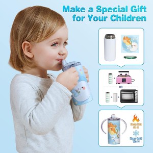 Customized 12 oz. Double Handle with Lid Sublimation Sippy Cup Spill Proof Stainless Steel Insulated for baby