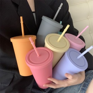 Wholesale Custom logo BPA Free Tumbler with Straw and Lid Water cup Iced Coffee Travel Mug Cup,Reusable Plastic Cups