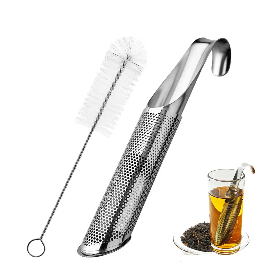 Customized Wholesale Food grade 304 Stainless Steel Long-Handle Spice Strainer Mesh Pipe Tea Infuser