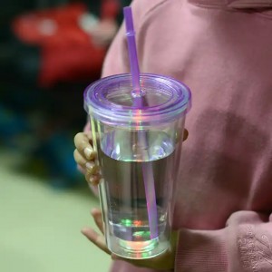 16Oz Led Drink Drinking Party Water Flashing Lights Light Up Cup Plastic Led Double Wall Tumbler
