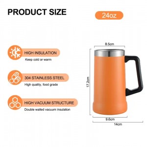 Double Wall Vacuum Insulation tumbler cup 16oz 24oz Stainless Steel Beer Mug cold beer cup tumbler