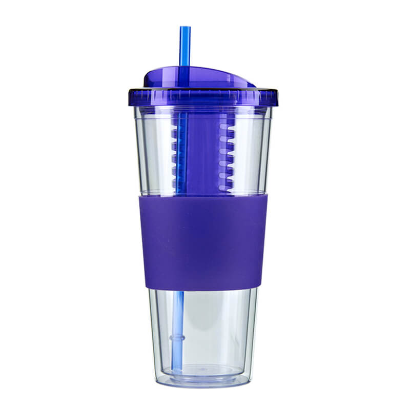 Discount Price 24 Oz Stainless Steel Tumbler - double wall plastic tumbler with straw and fruit infuser – SUNSUM