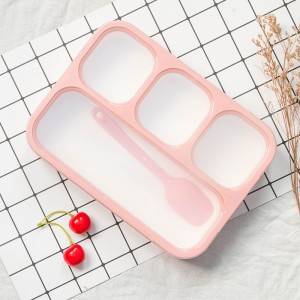 Double Layer 4 Compartment Leakproof Plastic Bento Lunchbox