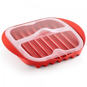 Custom Food Grade PP Material Bacon Microwave Cooker With Lid
