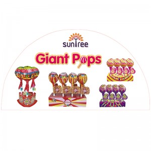 Giant Lollipop Hard Candy b'Togħma ta 'Taħlita ta' Stick Abjad b'Pakkett Artab