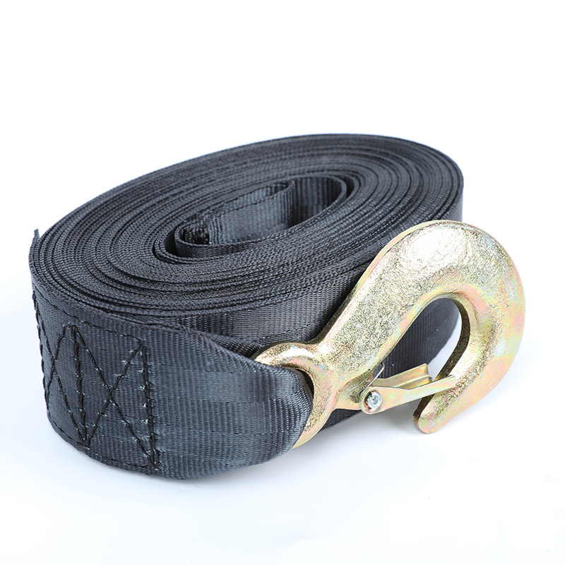 CE Certification Polyester Woven Strapping Packing Exporter –  Boat Winch Strap with Hook and Safety Latch – Suoli