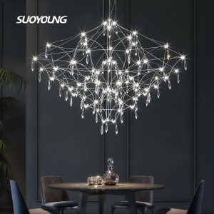 Factory made hot-sale Simply Modern Crystal Ball and Steel Tube LED Chandelier at Function Room