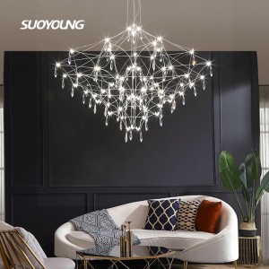 Luxury Crystal Chandeliers for Dining Room star like Modern Branch Pendant Light with Crystals, diamond shape Hanging Lights Fixtures for Kitchen Island, Living Room