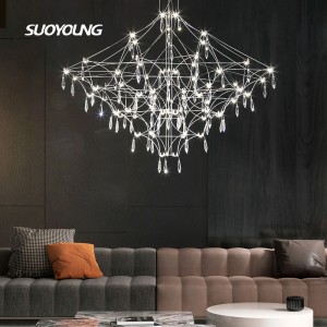 Luxury Crystal Chandeliers for Dining Room star like Modern Branch Pendant Light with Crystals, diamond shape Hanging Lights Fixtures for Kitchen Island, Living Room
