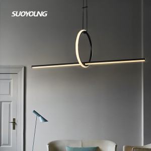Modern Linear Pendant Light Dimmable LED Pendant Lighting with Remote Adjustable Pendant Hanging Lamp Fixture Creative Linear LED Chandelier for Kitchen Island Dining Room,35W/Black