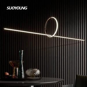 Modern Linear Pendant Light Dimmable LED Pendant Lighting with Remote Adjustable Pendant Hanging Lamp Fixture Creative Linear LED Chandelier for Kitchen Island Dining Room,35W/Black