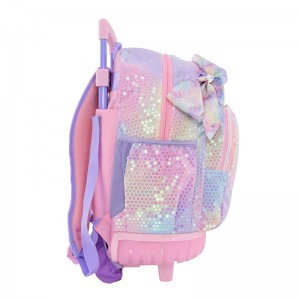 LED Carry-on Luggage for Kids, Glitter Sequins Girls18″ Rolling Backpack School Trolley Teens Bags Fashion Suitcase Daily Life