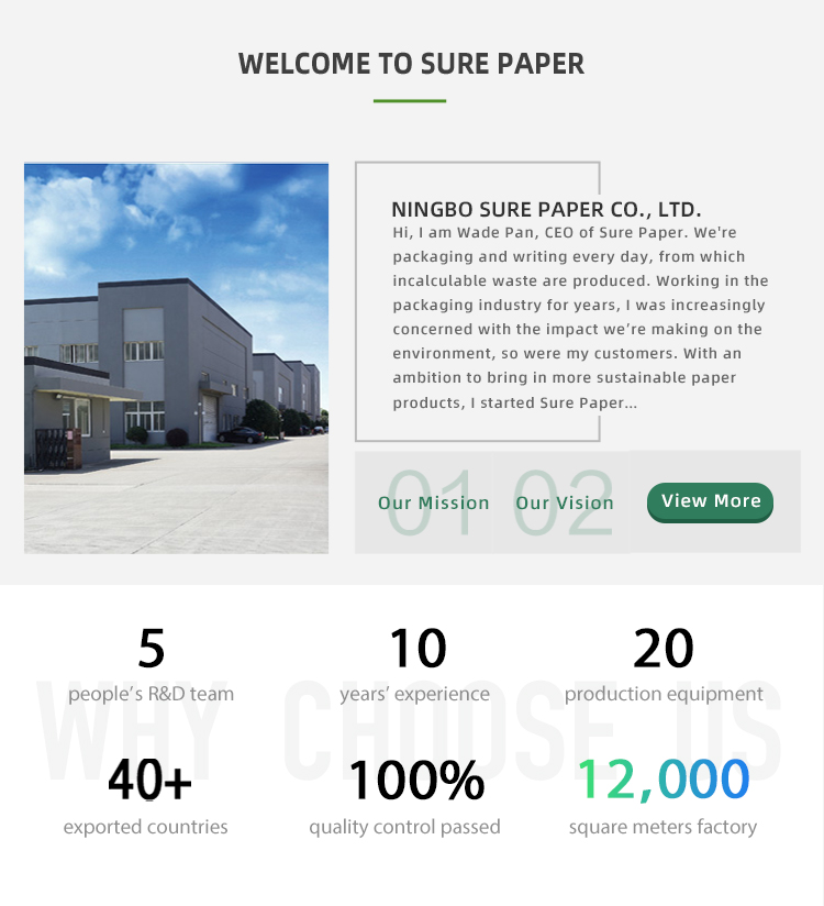Асноўны прадукт кампаніі Ningbo sure paper Co., Ltd.